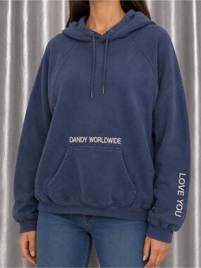 Dandy Worldwide Words of Affirmation Blue Oversized Lux Hoodie Sweatshirt M